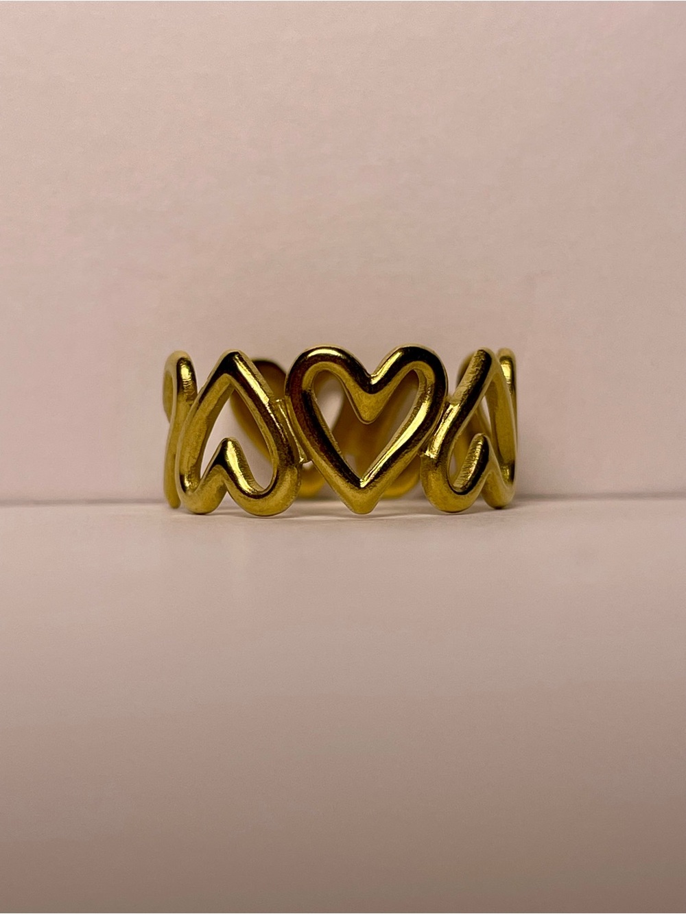 Gold Heart Pattern Ring - Picture 6 of 6